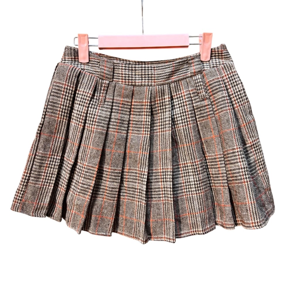 NWT MakeMeChic Apricot Plaid Pleated Mini Skort Drop Waist A-Line‎ - Small - Picture 6 of 9